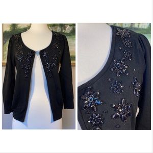 Adrienne Vittadini Black Embellished Cardigan